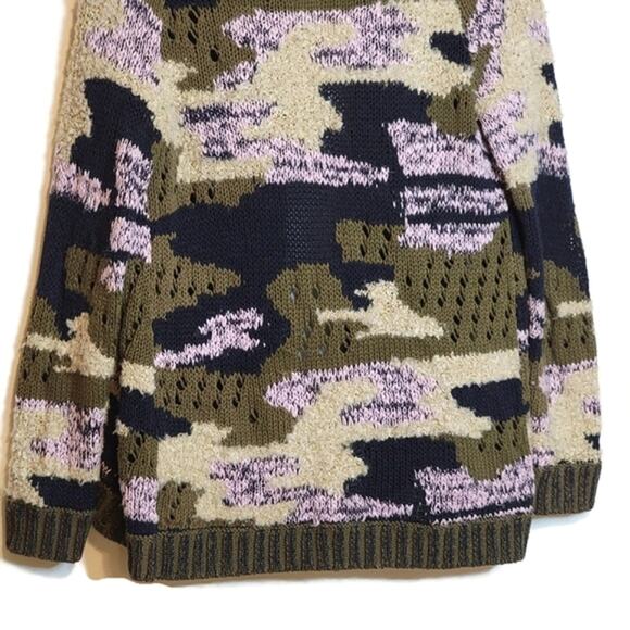 Anthropologie Sleeping on Snow Camo Print Cardigan Sweater Green Cream Cozy XS - Picture 12 of 16